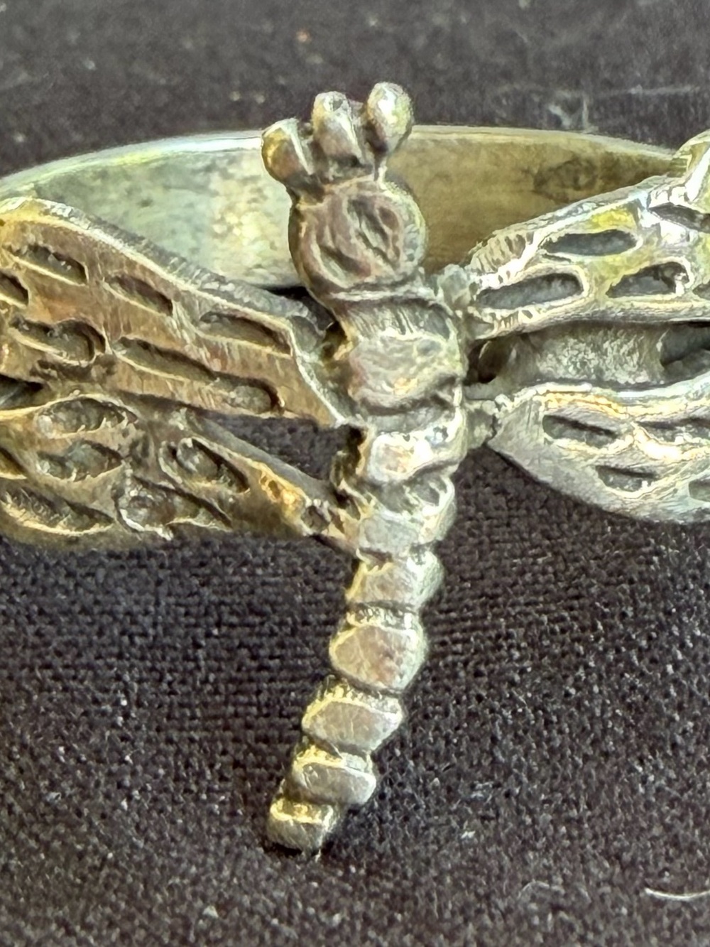 Dragonfly Statement Ring - Antique Sterling Silver 925
